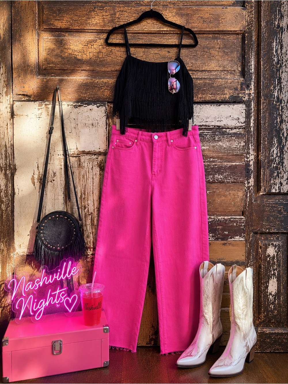 Judy Blue Hot Pink Wide Leg Jeans | High Rise Raw Hem | NWT Size 29